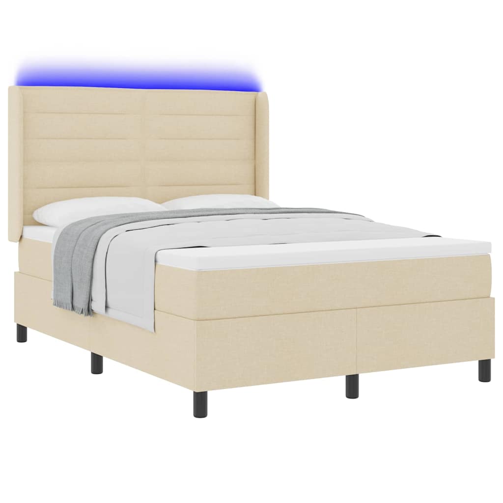 Thumbnail - vidaXL LED Boxspringbett mit Matratze Creme 160 x 200 cm Stoff