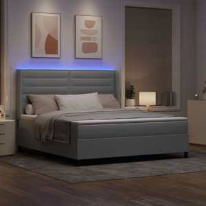 LED box pružinová postel s čelo Světle šedá 180 x 200 cm textil - obrázek 5