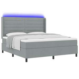 LED box pružinová postel s čelo Světle šedá 180 x 200 cm textil - obrázek 3