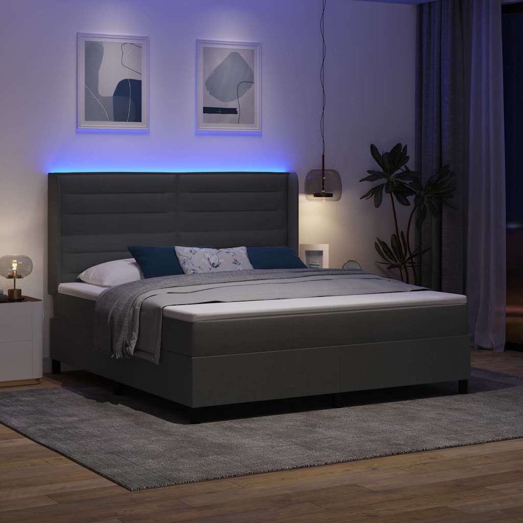 LED box pružinová postel s čelo Tmavě šedá 180 x 200 cm textil - obrázek 5