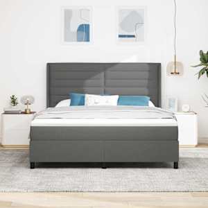 LED box pružinová postel s čelo Tmavě šedá 180 x 200 cm textil - obrázek 4