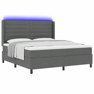 LED box pružinová postel s čelo Tmavě šedá 180 x 200 cm textil - obrázek 3