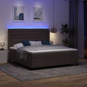 LED box pružinová postel s čelo Tmavě hnědá 180 x 200 cm textil - obrázek 5