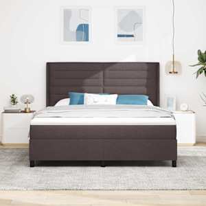 LED box pružinová postel s čelo Tmavě hnědá 180 x 200 cm textil - obrázek 4