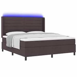 LED box pružinová postel s čelo Tmavě hnědá 180 x 200 cm textil - obrázek 3