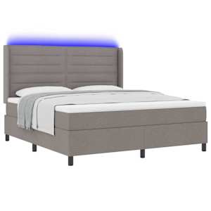 LED box pružinová postel s matrací Taupe 180 x 200 cm textil - obrázek 3
