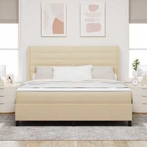 LED box pružinová postel s matrací Krémová 180 x 200 cm textil - obrázek 4