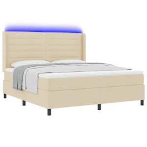 LED box pružinová postel s matrací Krémová 180 x 200 cm textil - obrázek 3