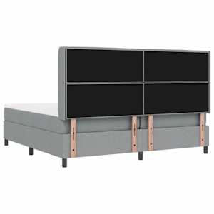 LED box pružinová postel s čelo Světle šedá 200 x 200 cm textil - obrázek 10