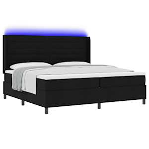 LED box pružinová postel s matrací Černá 200 x 200 cm textil - obrázek 3