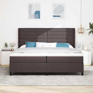 LED box pružinová postel s čelo Tmavě hnědá 200 x 200 cm textil - obrázek 4