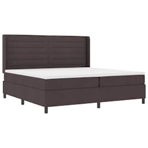LED box pružinová postel s čelo Tmavě hnědá 200 x 200 cm textil - obrázek 2