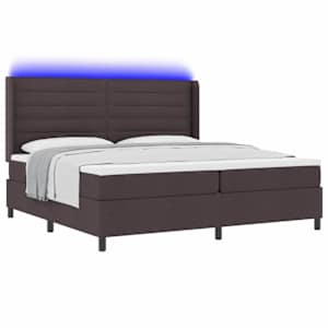 LED box pružinová postel s čelo Tmavě hnědá 200 x 200 cm textil - obrázek 3