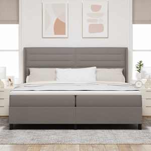 LED box pružinová postel s matrací Taupe 200 x 200 cm textil - obrázek 4