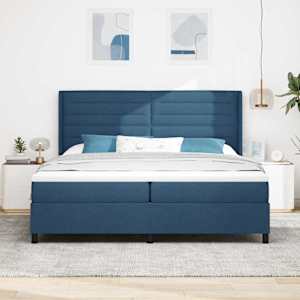 LED box pružinová postel s matrací Modrá 200 x 200 cm textil - obrázek 4