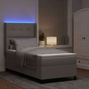 LED box pružinová postel s čelo Taupe 100 x 200 cm textil - obrázek 5