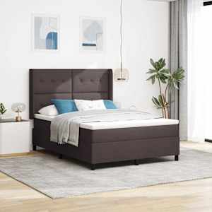 LED box pružinová postel s čelo Tmavě hnědá 140 x 190 cm textil - obrázek 1
