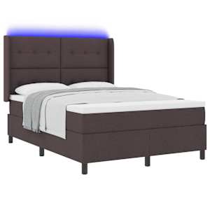LED box pružinová postel s čelo Tmavě hnědá 140 x 190 cm textil - obrázek 3