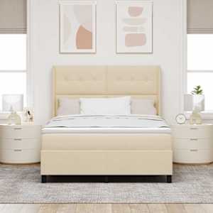 LED box pružinová postel s čelo Krémová 140 x 190 cm textil - obrázek 4