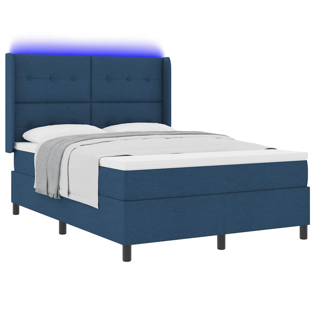 Thumbnail - vidaXL LED Boxspringbett mit Matratze Blau 140 x 190 cm Stoff