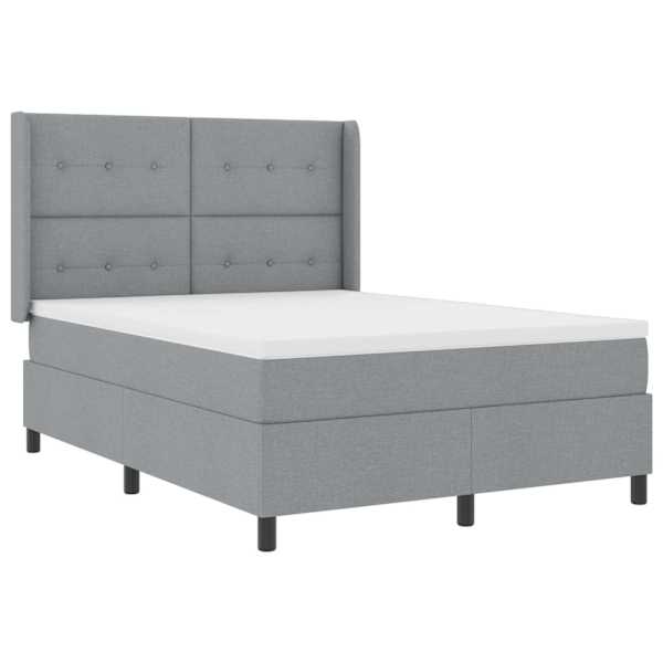 vidaXL LED Box Spring Voodi peaga Helehall 140 x 200 cm kangas