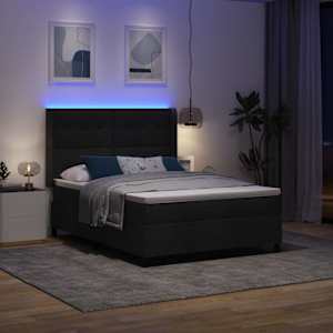 LED box pružinová postel s čelo Černá 140 x 200 cm textil - obrázek 5