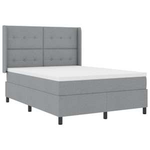 vidaXL LED Box Spring Voodi peaga Helehall 160 x 200 cm kangas