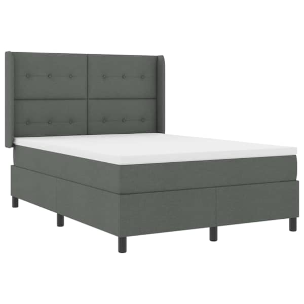 vidaXL LED Box Spring Voodi peaga Tumehall 160 x 200 cm kangas