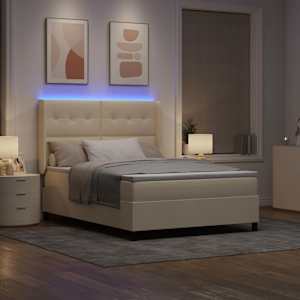 LED box pružinová postel s čelo Krémová 160 x 200 cm textil - obrázek 5