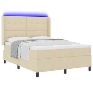 LED box pružinová postel s čelo Krémová 160 x 200 cm textil - obrázek 3