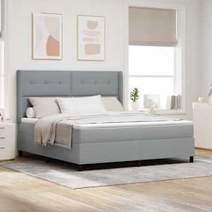 LED box pružinová postel s čelo Světle šedá 180 x 200 cm textil - obrázek 1