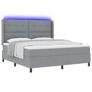 LED box pružinová postel s čelo Světle šedá 180 x 200 cm textil - obrázek 3