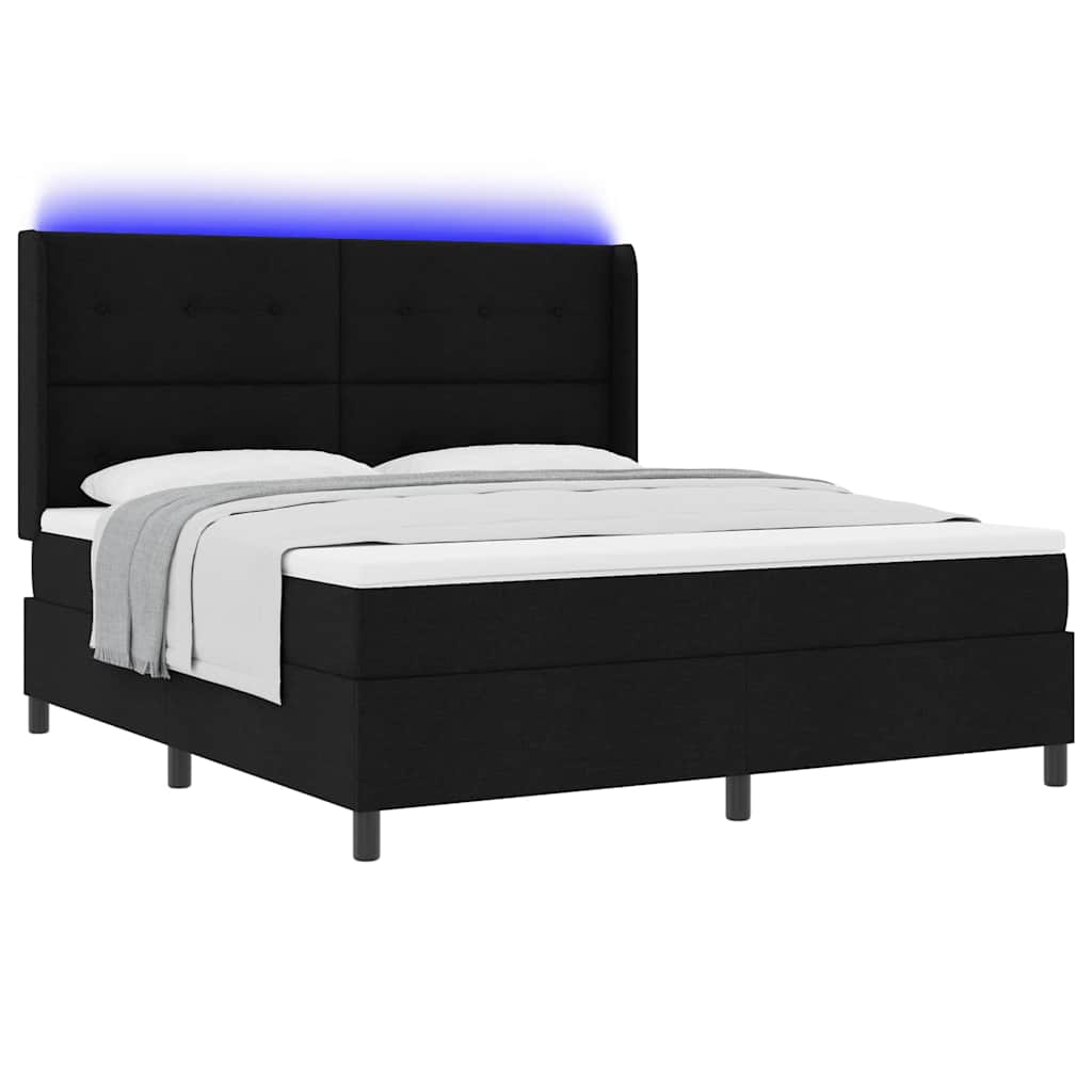 LED box pružinová postel s matrací Černá 180 x 200 cm textil - obrázek 3