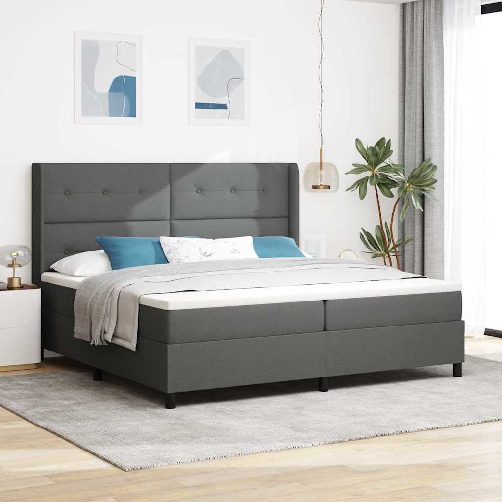 Põhjatoode voodi koos madratsi ja LED-valgusega Tumehall 200x200 cm Kangas