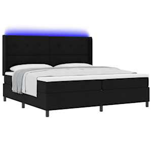LED box pružinová postel s čelo Černá 200 x 200 cm textil - obrázek 3