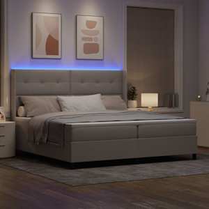 LED box pružinová postel s čelo Taupe 200 x 200 cm textil - obrázek 5