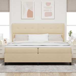 LED box pružinová postel s čelo Krémová 200 x 200 cm textil - obrázek 4