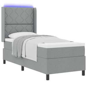 LED box pružinová postel s čelo Světle šedá 80 x 200 cm textil - obrázek 3