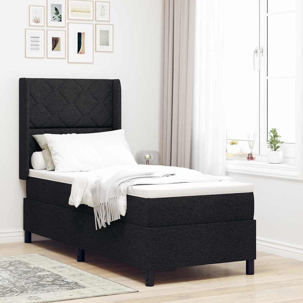 Box Spring Voodi koos Madratsi ja LED Valgustusega Must 80x200 cm Kangas