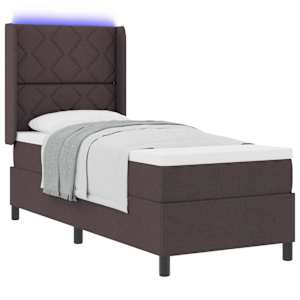LED box pružinová postel s čelo Tmavě hnědá 80 x 200 cm textil - obrázek 3