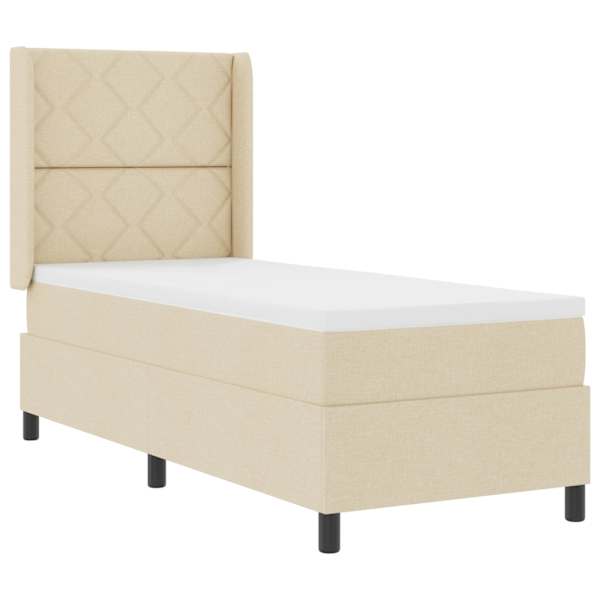 vidaXL LED Box Spring Voodi peaga cream 80 x 200 cm kangas