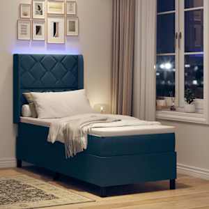 LED box pružinová postel s matrací Modrá 80 x 200 cm textil - obrázek 5
