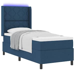 LED box pružinová postel s matrací Modrá 80 x 200 cm textil - obrázek 3