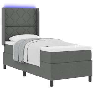 LED box pružinová postel s čelo Tmavě šedá 90 x 190 cm textil - obrázek 3