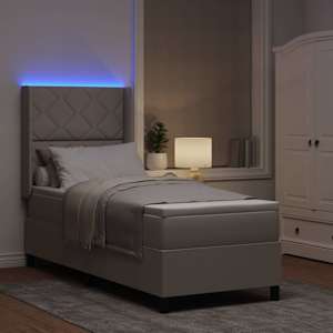 LED box pružinová postel s matrací Taupe 90 x 190 cm textil - obrázek 5
