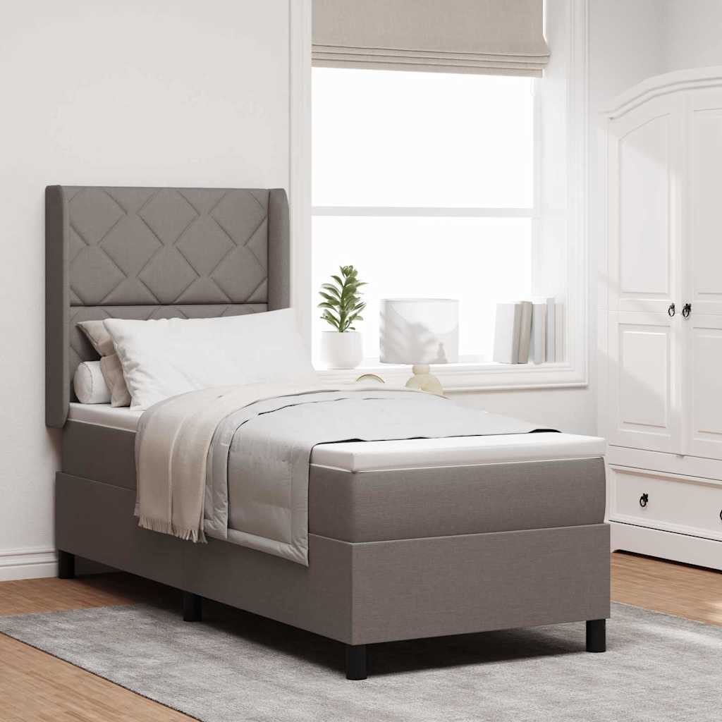 Box Spring Voodi Madratsiga & LED Taupe 90x190 cm Kangas