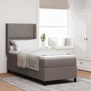 LED box pružinová postel s matrací Taupe 90 x 190 cm textil - obrázek 1