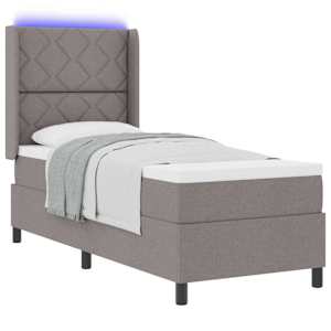 LED box pružinová postel s matrací Taupe 90 x 190 cm textil - obrázek 3