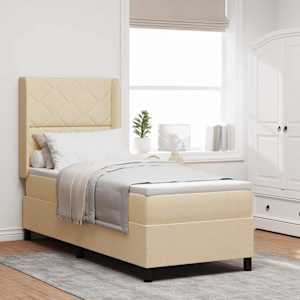 LED box pružinová postel s čelo Krémová 90 x 190 cm textil - obrázek 1