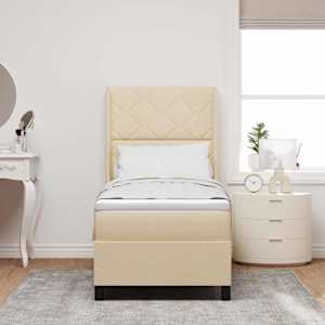 LED box pružinová postel s čelo Krémová 90 x 190 cm textil - obrázek 4